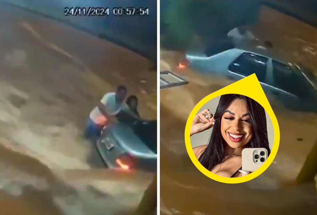 ¡Terrible! Captan momento en que influencer es arrastrada por la corriente | VIDEO