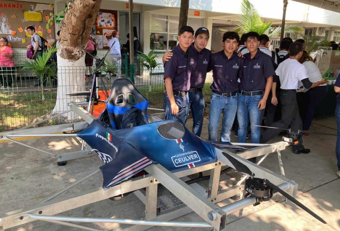 Exponen dron de pasajeros en "Muestra del Quehacer Educativo 2024" del Conalep Veracruz II