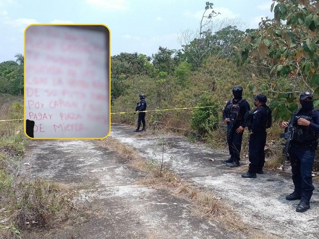 Con narcomanta y balazos infunden terror en comunidad rural de Las Choapas