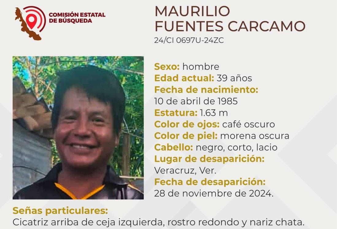 Ayúdanos a localizar a Maurilio Fuentes Cárcamo, tiene 4 días como desaparecido en Veracruz