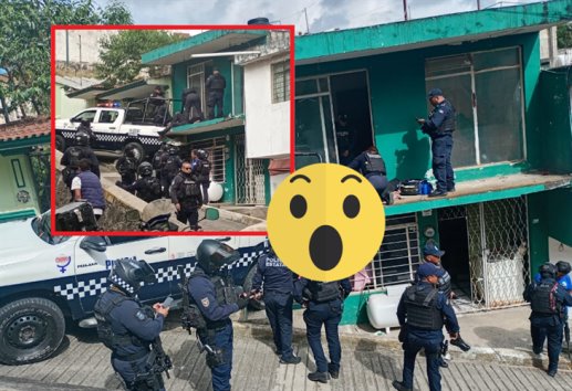 ¡Perdió el control! patrulla se estrella contra una vivienda en Xalapa; 3 policías resultan heridos