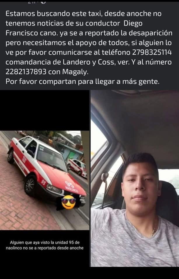 Taxista desaparecido en Landero y Coss es hallado sin vida; esto sabemos