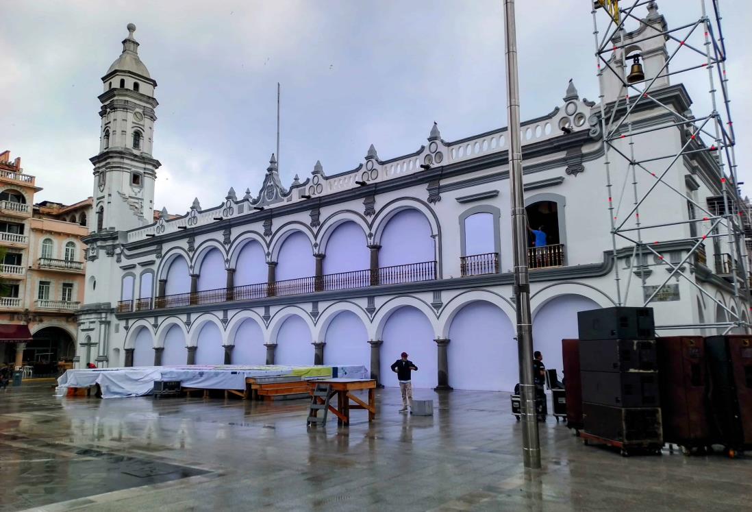 Alistan el Zócalo para tercer informe de Patricia Lobeira, alcaldesa de Veracruz