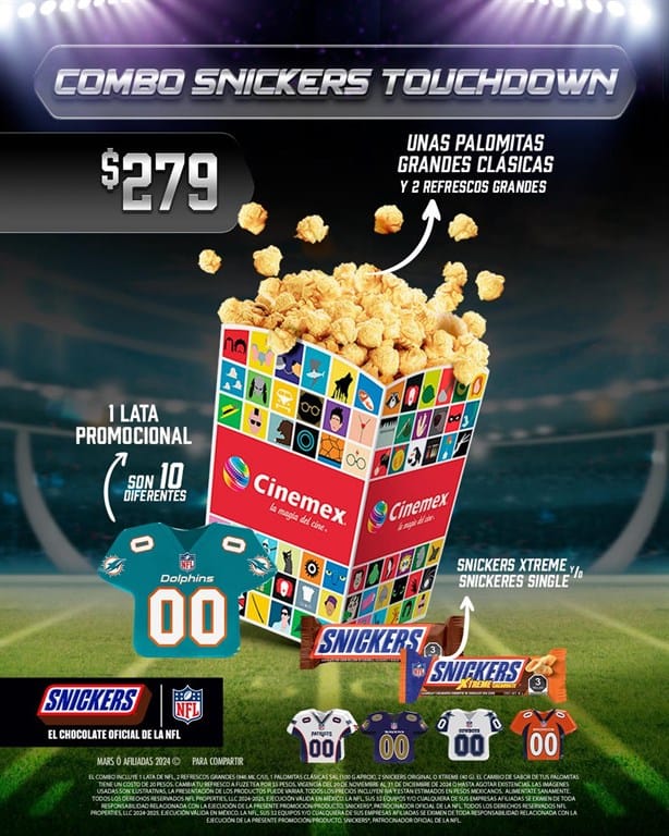 ¡Para los fans! Combo NFL de Cinemex: ¿Qué incluye y qué precio tiene?