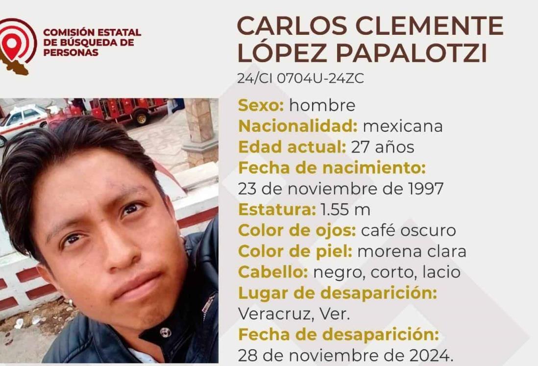 Carlos Clemente López Papalotzi tiene 6 días desaparecido en Veracruz