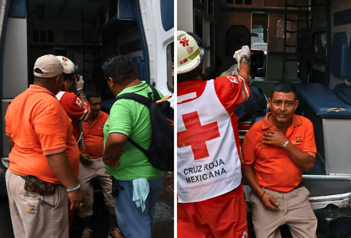 Empleado de limpia pública sufre accidente en el centro de Veracruz