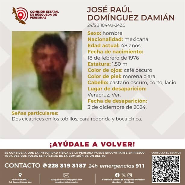 Desaparece el señor José Raúl Domínguez en el puerto de Veracruz