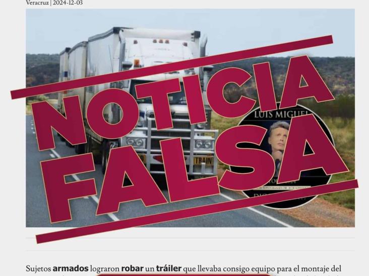 Es falso supuesto robo de tráiler de Luis Miguel en Veracruz, desmiente gobierno estatal