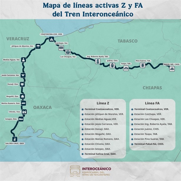 Tren Interoceánico ofrece boletos a mitad de precio para viajar entre Veracruz y Chiapas