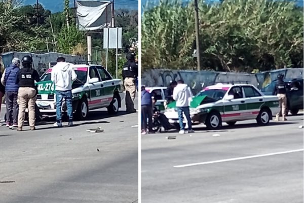 Taxi y auto se dan encontronazo en la prolongación Bolivia en Xalapa