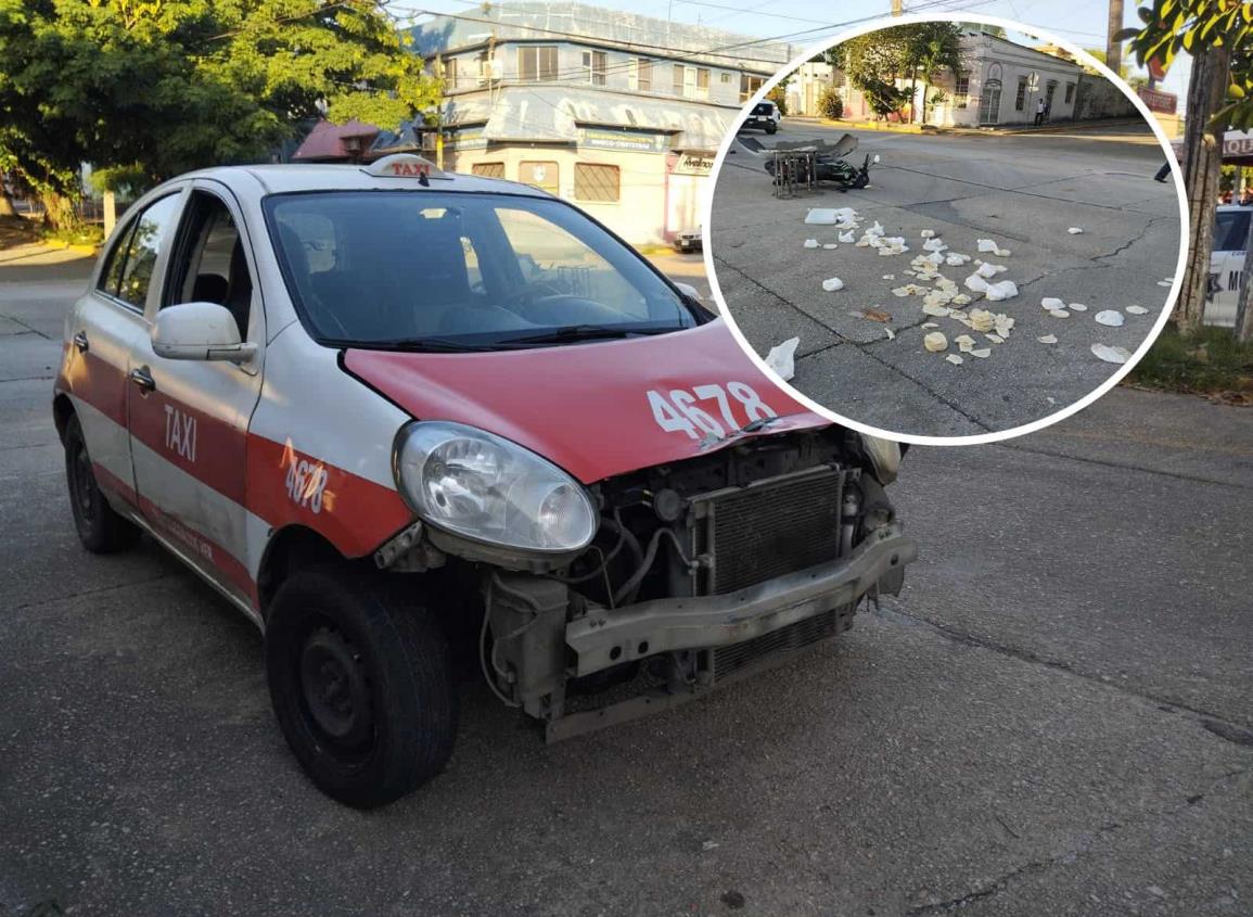 Chocan a moto tortillero en céntricas calles de Coatzacoalcos