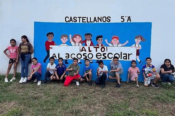 Develan mural contra el bullying en primaria de Misantla, un llamado a la solidaridad