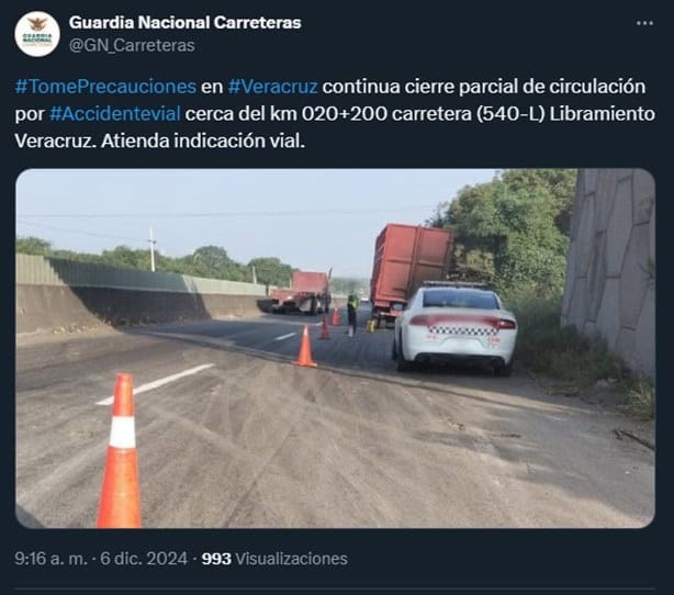 ¡Paciencia! Por accidente, reportan largas filas en la carretera Xalapa-Veracruz