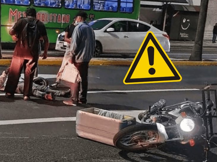 Motociclista resulta atropellado en Orizaba; fue trasladado al hospital