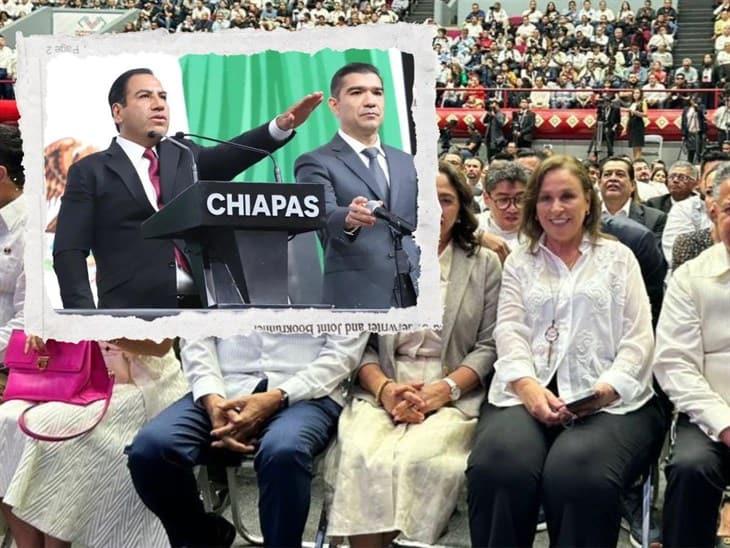 Rocío Nahle, presente en la toma de protesta de Eduardo Ramírez como gobernador de Chiapas