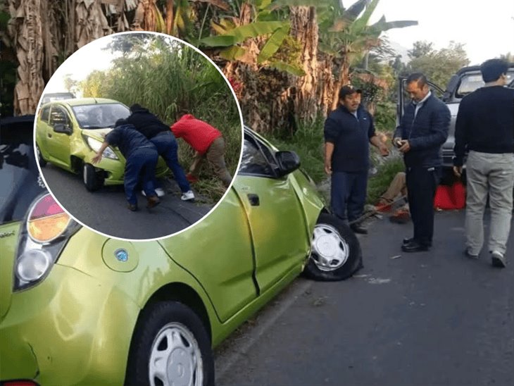 ¡Se durmió al volante! auto se accidenta en la carretera Fortín-Huatusco