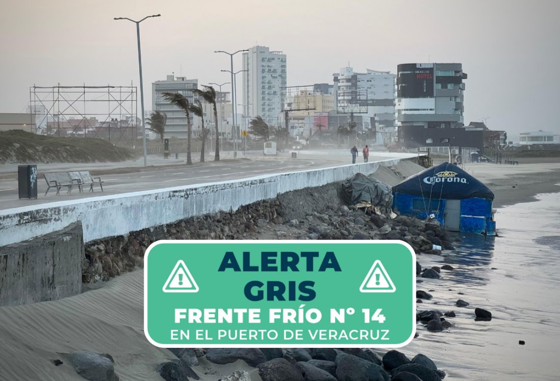 Emiten Alerta Gris por ingreso de Frente Frío 14 que dejará norte violento para Veracruz