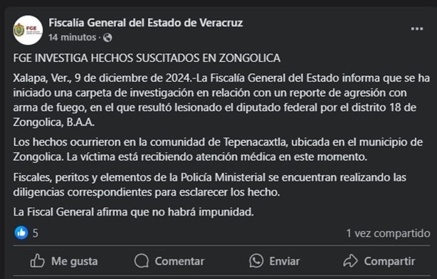 Atacan a diputado federal por Zongolica; está grave