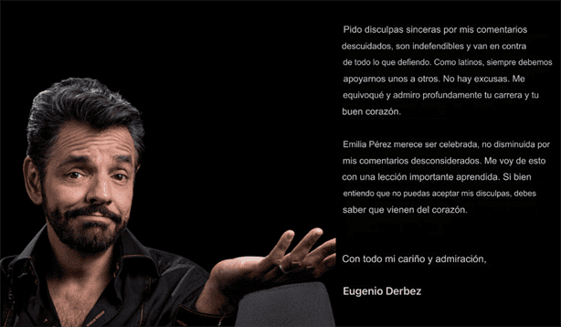 Así se disculpó Eugenio Derbez tras criticar a Selena Gómez y desatar polémica