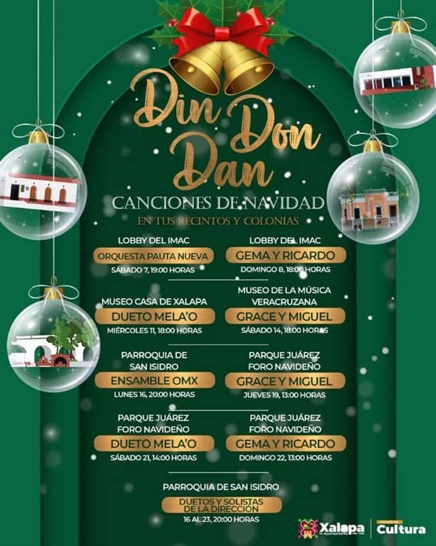 Cartelera de actividades navideñas en Xalapa del 12 al 15 de diciembre