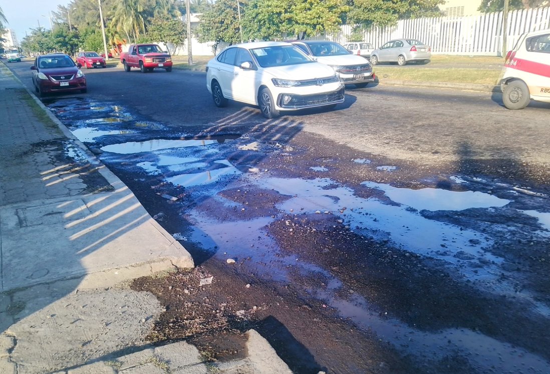 Denuncian baches en Avenida Reyes Heroles de Boca del Río