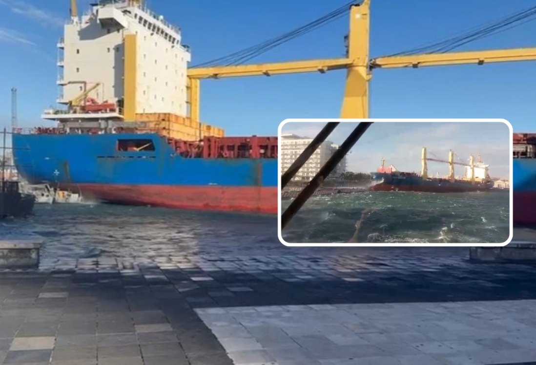 Barco choca contra malecón de Veracruz por fuerte norte | VIDEO