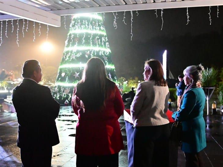 Gobernadora de Veracruz encabeza encendido del árbol navideño del DIF Estatal