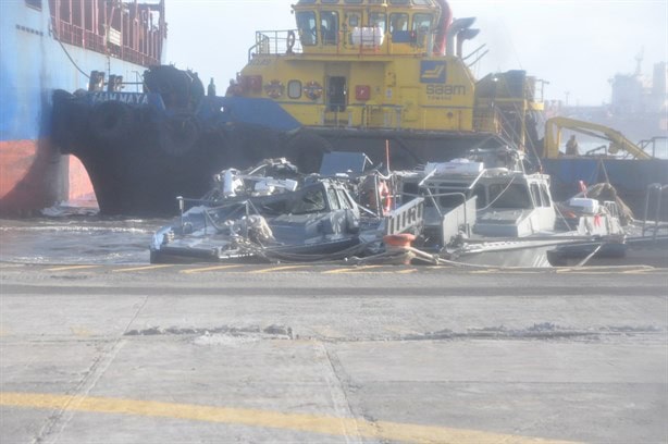 Así quedaron las patrullas interceptoras de la Marina aplastadas por buque en Veracruz