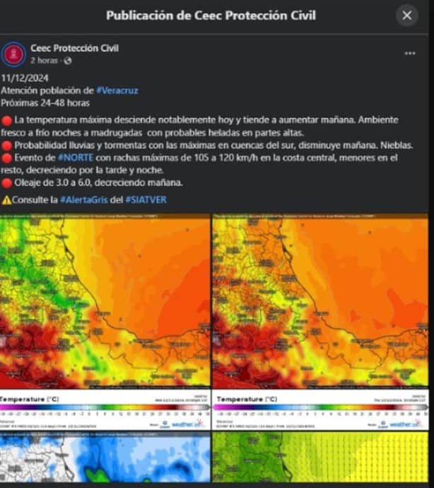 Frente frio 14: Alerta las próximas 48 horas, esto aconsejó Protección Civil Coatzacoalcos