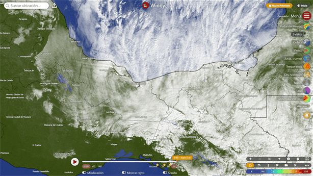 Así luce la imagen satelital del Frente Frío 14 sobre Coatzacoalcos FOTO