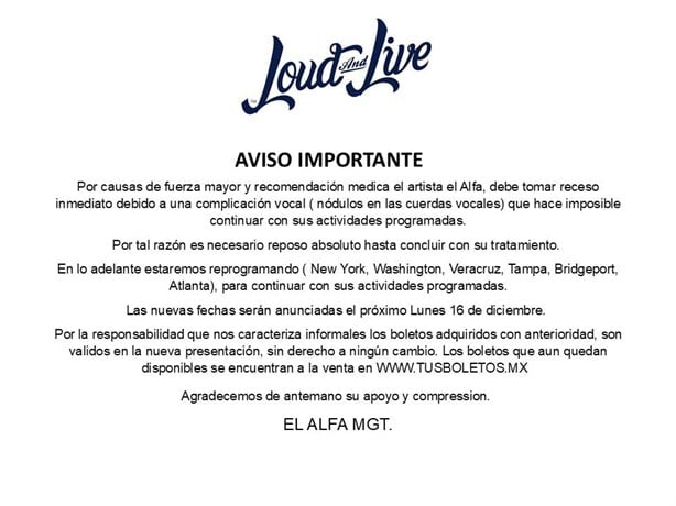 Posponen concierto de El Alfa en Veracruz