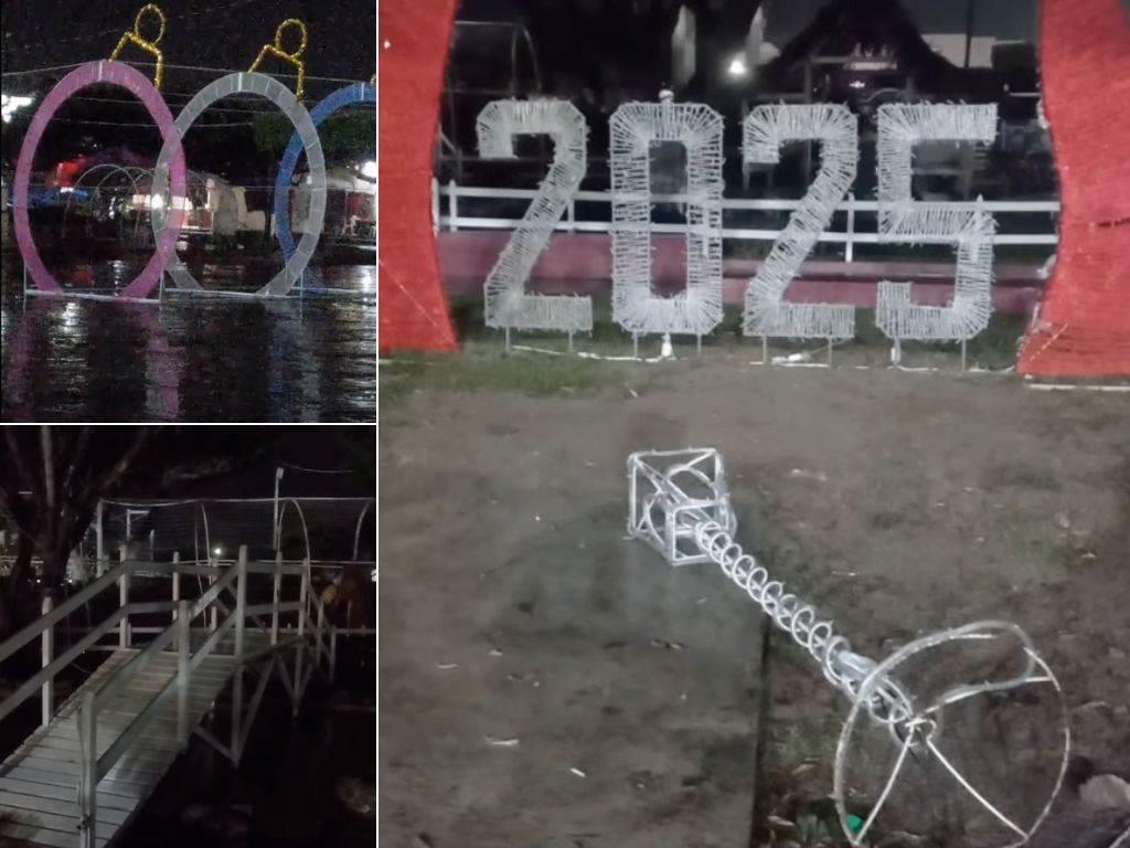Frente frío 14 causó estragos en la Villa Navideña de Las Choapas