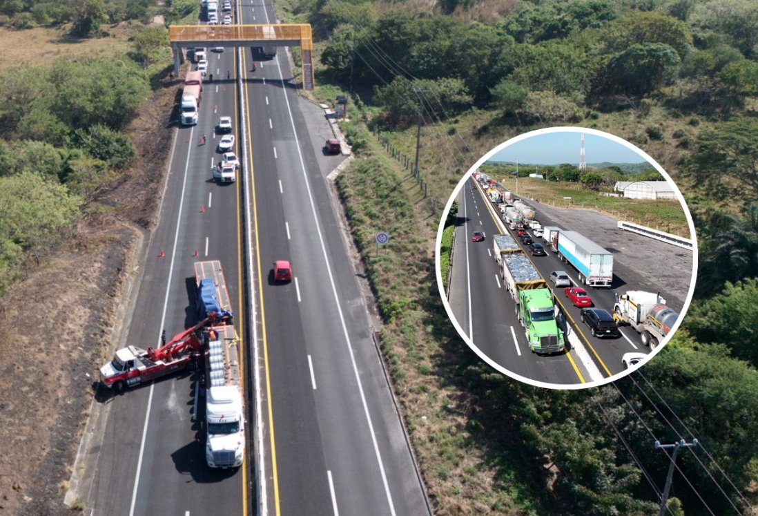 Largas filas en la carretera Veracruz – Cardel por fuerte accidente | VIDEO