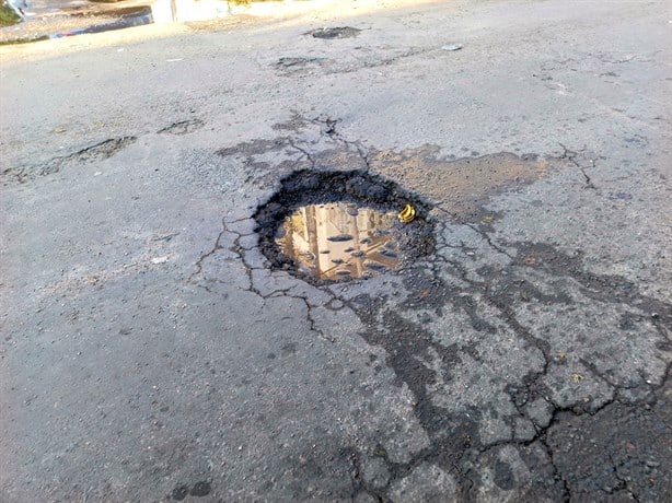 Baches en colonia Centro de Veracruz son un problema para automovilistas