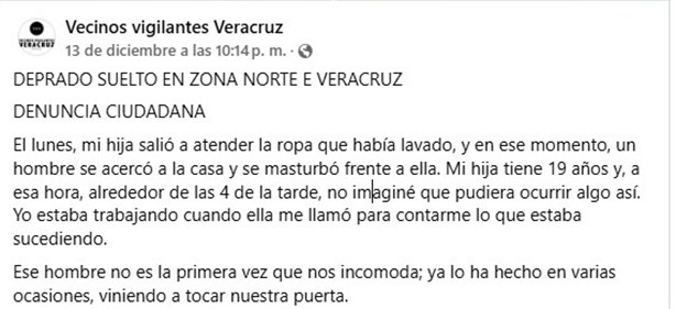 Alertan por presunto acosador de mujeres en El Coyol, en Veracruz