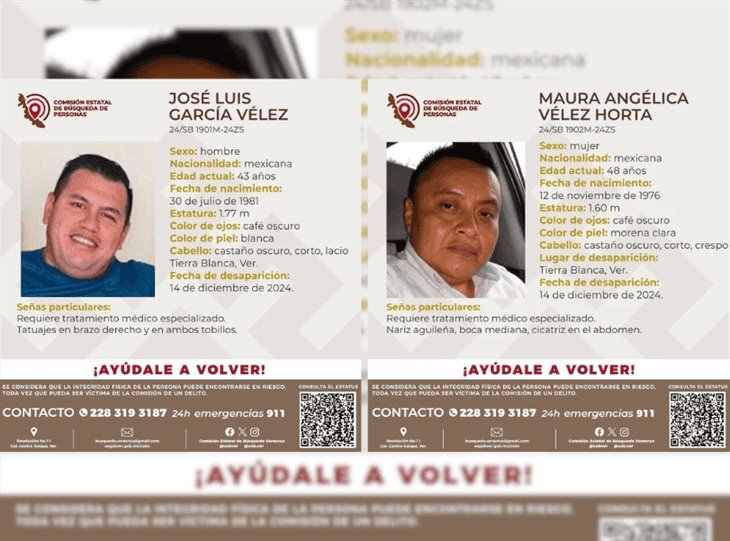 ¿Los has visto?: desaparecen un hombre y una mujer en Tierra Blanca