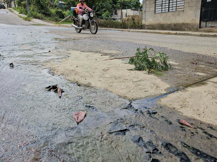 Colapsa red de drenaje y genera foco de infección en Poza Rica