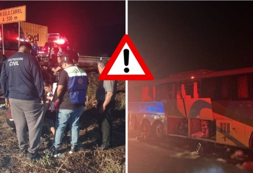 Fuerte choque en autopista Minatitlán-Córdoba; autobús y tráiler se dan encontronazo hay 6 lesionados