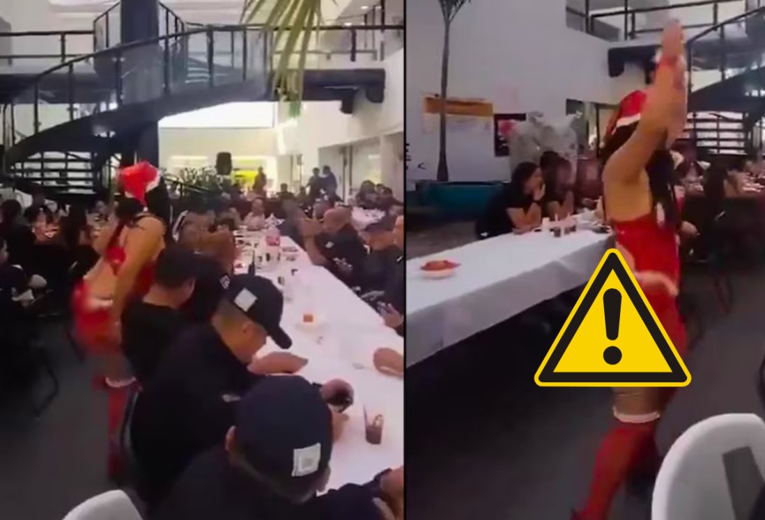 Acusan a policías de Córdoba de celebrar posada con stripper | VIDEO