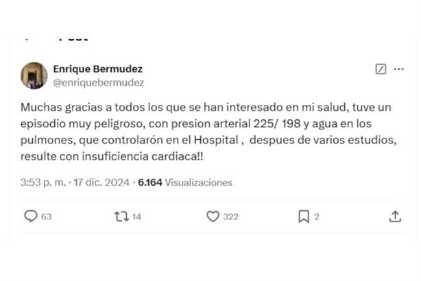 Por este motivo fue hospitalizado de emergencia el Perro Bermúdez; ¿Cuál es su estado de salud?