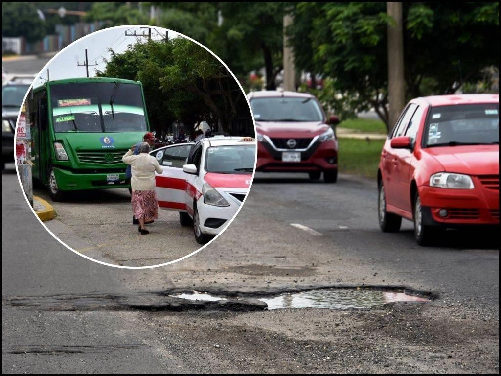 Mal estado de calles de Coatzacoalcos dañan aún más los urbanos; urgen rehabilitación