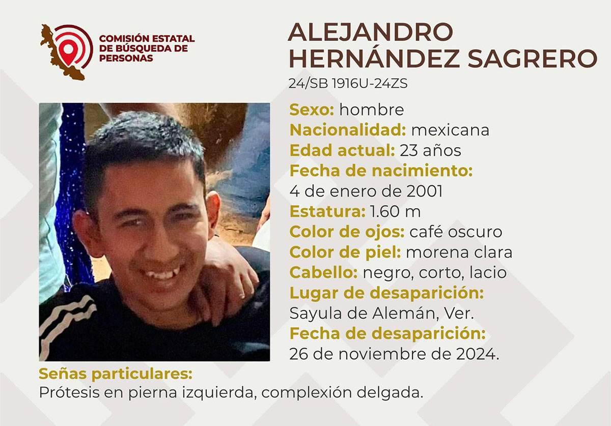 Emiten ficha de búsqueda por Alejandro Hernández, sayuleño privado de la libertad