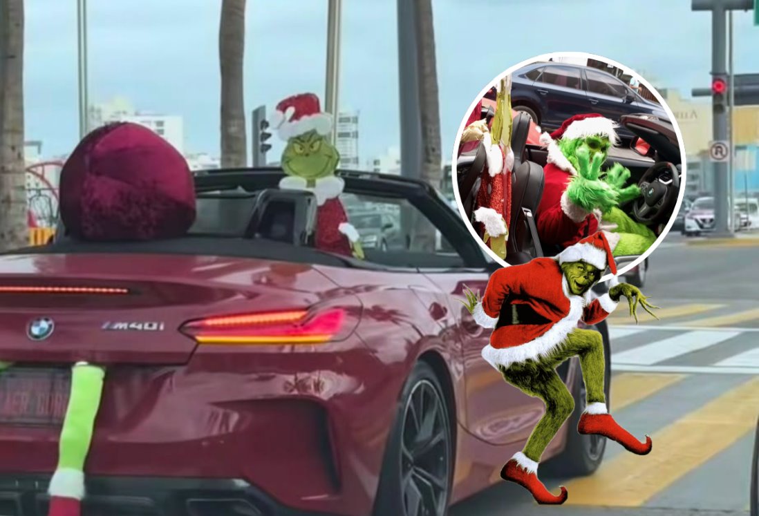 Captan en VIDEO a "El Grinch" a bordo de un automóvil BMW en calles de Boca del Río