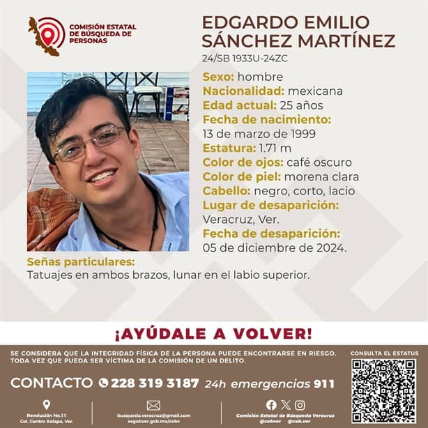 Desaparece el joven Edgardo Emilio Sánchez en el puerto de Veracruz