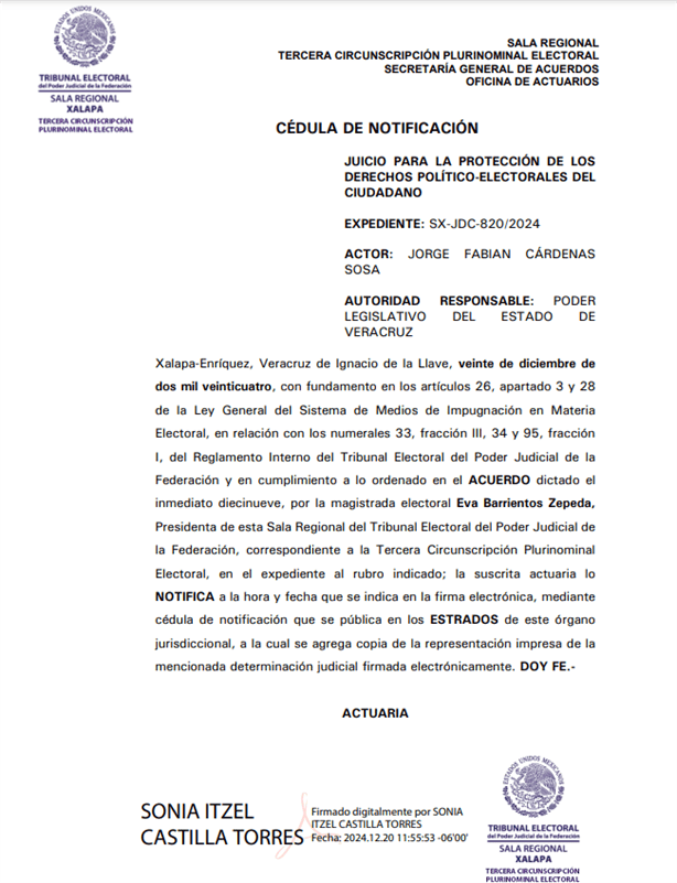 Congreso de Veracruz podría enfrentar arrestos o multas por ignorar a alcalde electo de Lerdo de Tejada