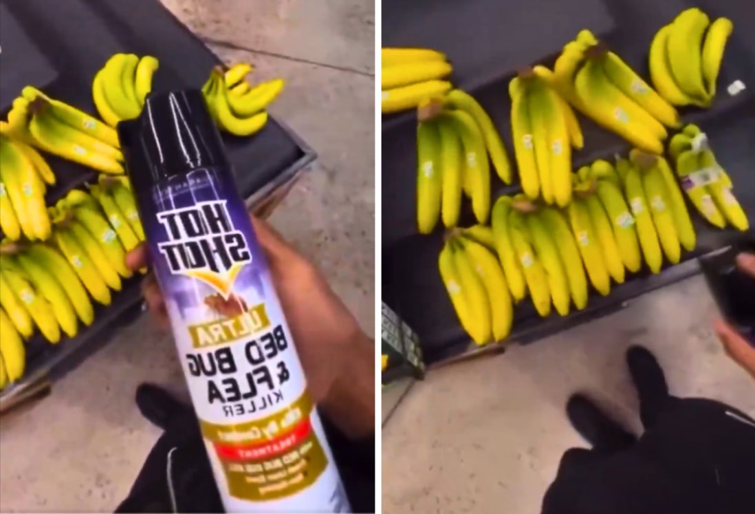 Detienen a influencer por rociar insecticida en frutas y verduras de un supermercado | VIDEO