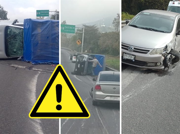 Tras choque, camioneta vuelca en la autopista Orizaba-Puebla 