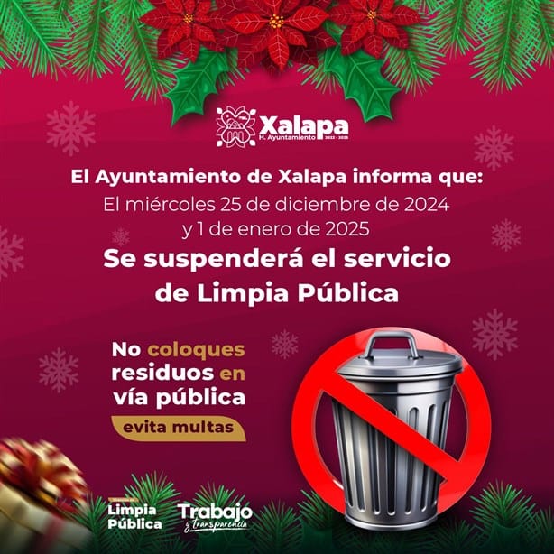 ¡Atención! Servicio de Limpia Pública en Xalapa se suspende este miércoles