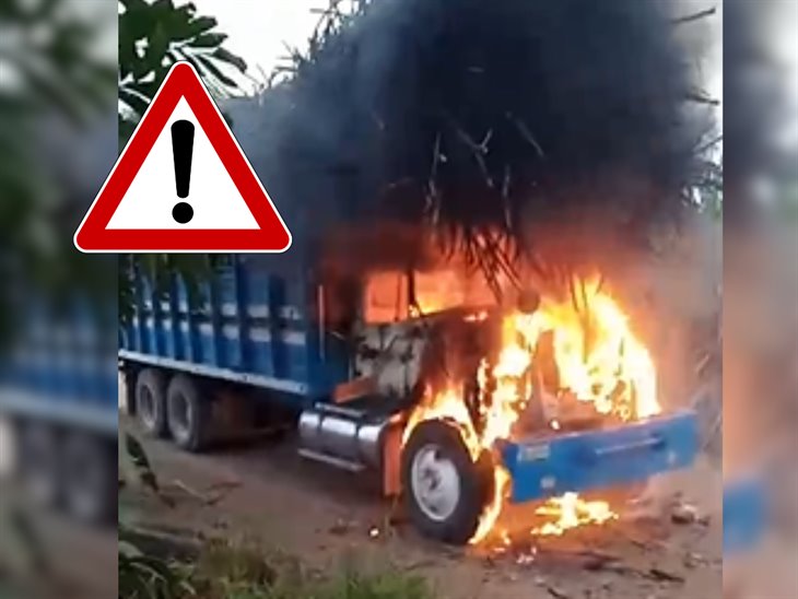 ¡Quedó en cenizas! Arde camión de carga en camino de Omealca