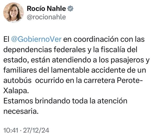 Tragedia en libramiento de Perote: autobús choca contra tráiler y deja 8 muertos, Rocío Nahle se pronuncia